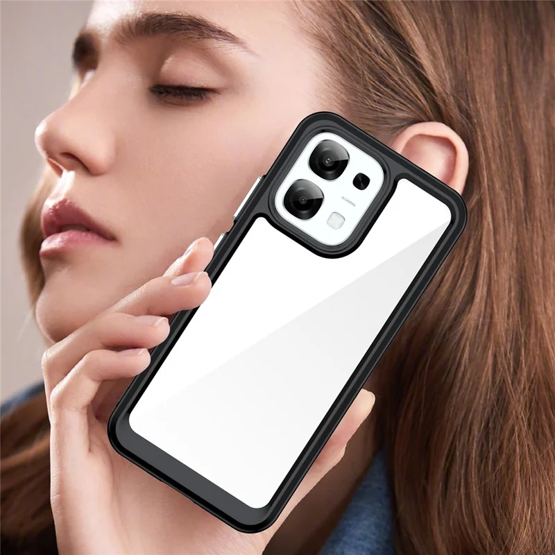 Hoesje voor Oppo F31 5G / A6 Pro 5G / A6 Pro 4G TPU + Acryl Beschermend Transparant Hoesje - Zwart