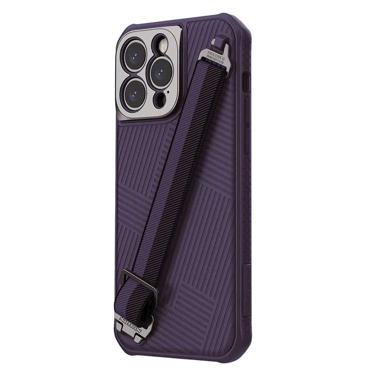 NILLKIN Strap Magnetic Case for iPhone 14 Pro Max, TPU+PC Anti-drop Case Protective Back Cover Compatible with MagSafe Charging - Purple