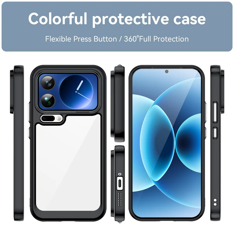 For Xiaomi 17 Pro Max Case TPU + Acrylic Protective Clear Phone Cover - Black