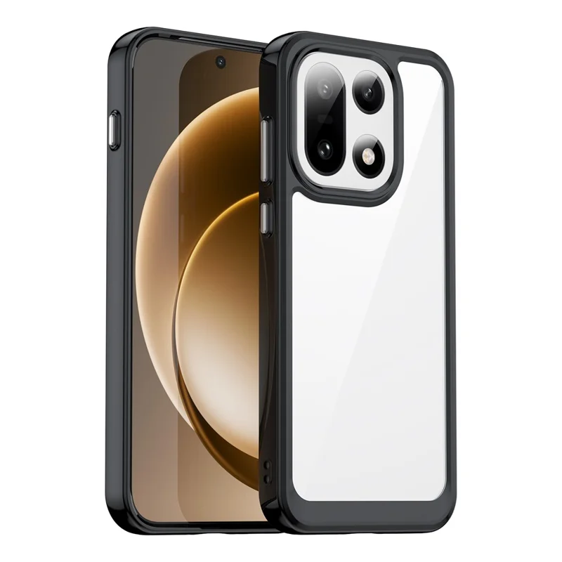 Voor OnePlus 15 5G hoesje TPU + Acryl Beschermend Transparant Telefoonhoesje - Zwart