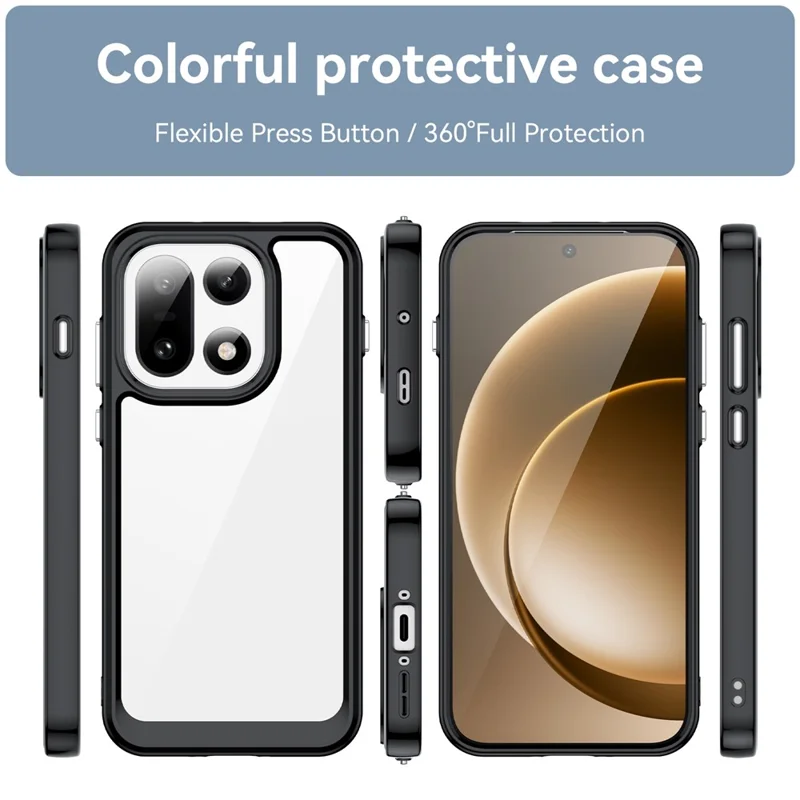 Voor OnePlus 15 5G hoesje TPU + Acryl Beschermend Transparant Telefoonhoesje - Zwart