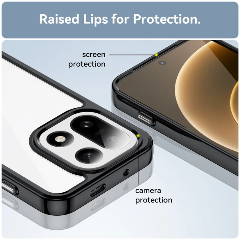 Voor OnePlus 15 5G hoesje TPU + Acryl Beschermend Transparant Telefoonhoesje - Zwart