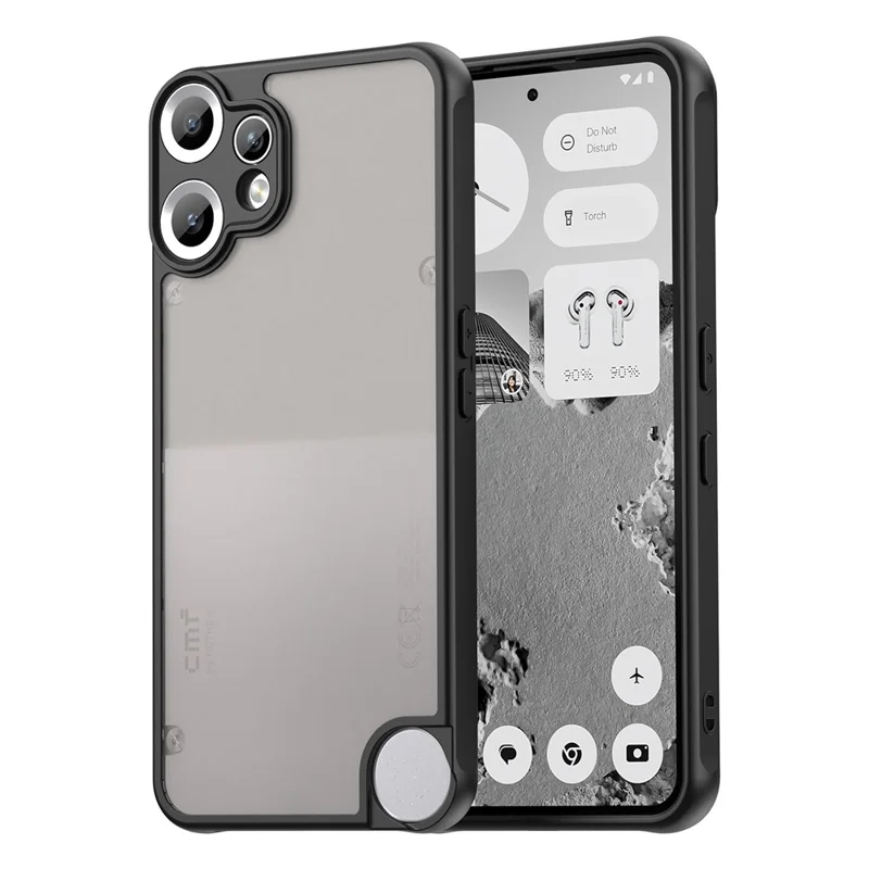 Étui de téléphone Nothing CMF Phone 2 Pro antichoc Airbags Translucide givré PC + Couverture arrière du téléphone TPU - Noir