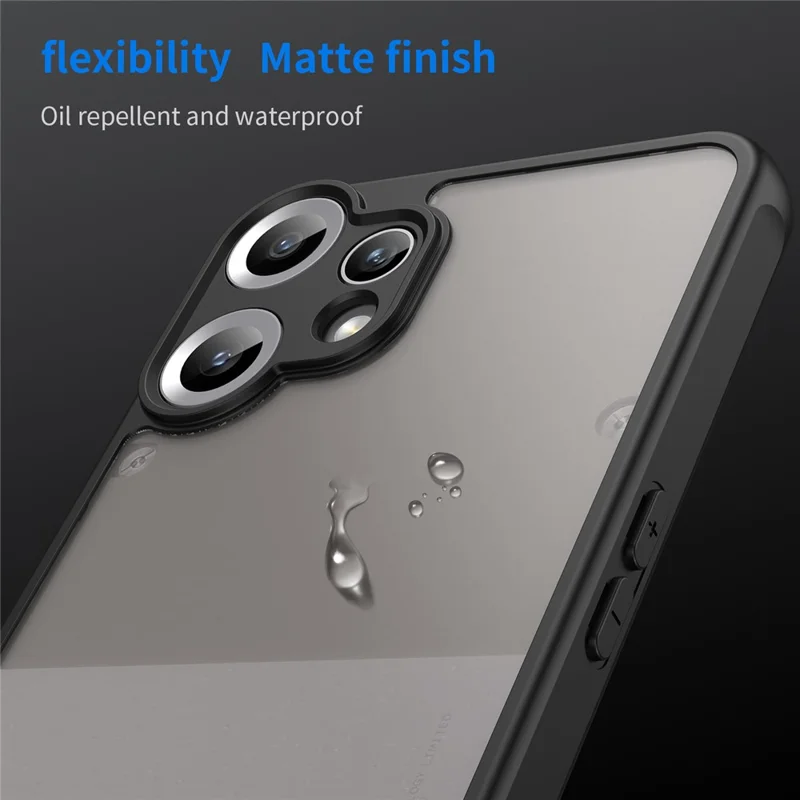 Étui de téléphone Nothing CMF Phone 2 Pro antichoc Airbags Translucide givré PC + Couverture arrière du téléphone TPU - Noir