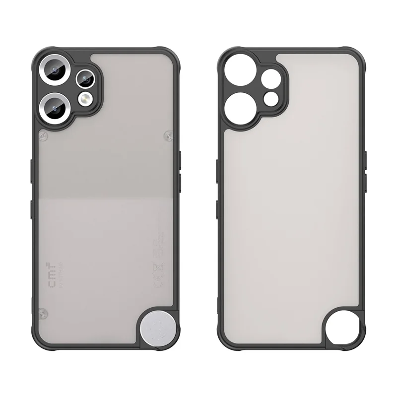 Étui de téléphone Nothing CMF Phone 2 Pro antichoc Airbags Translucide givré PC + Couverture arrière du téléphone TPU - Noir