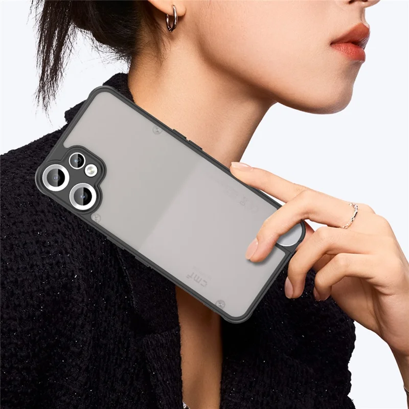 Étui de téléphone Nothing CMF Phone 2 Pro antichoc Airbags Translucide givré PC + Couverture arrière du téléphone TPU - Noir