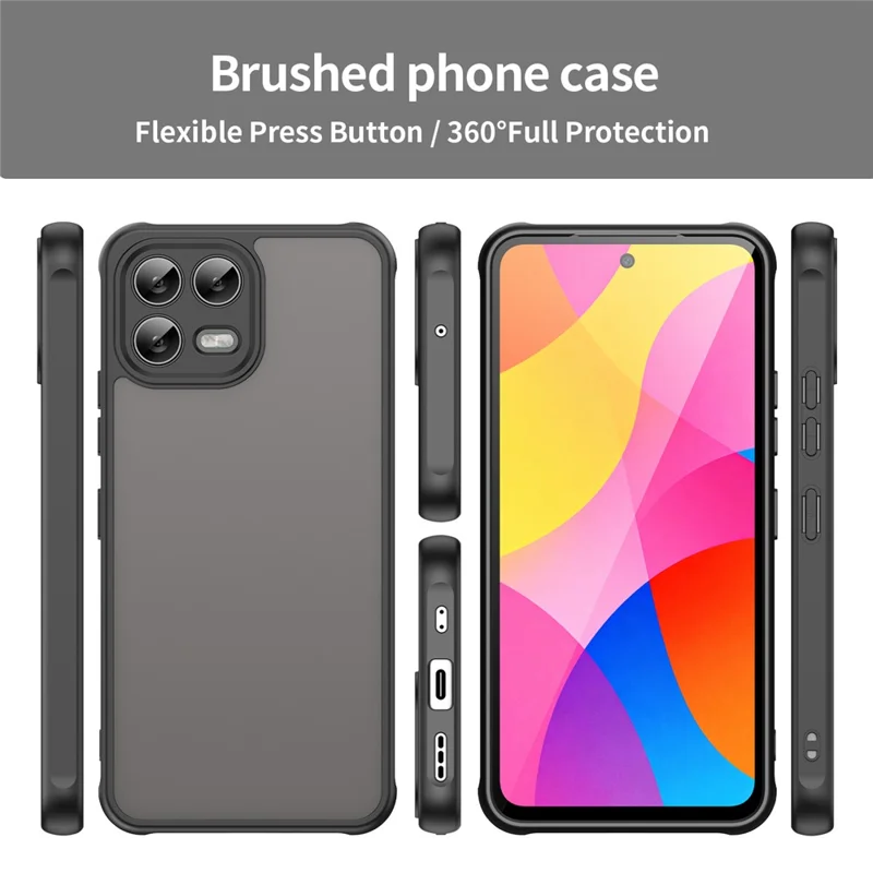 T-Mobile Revvl 8 Pro Hülle Stoßfest Airbags Frosted Transluzent PC + TPU Handyhülle - Schwarz