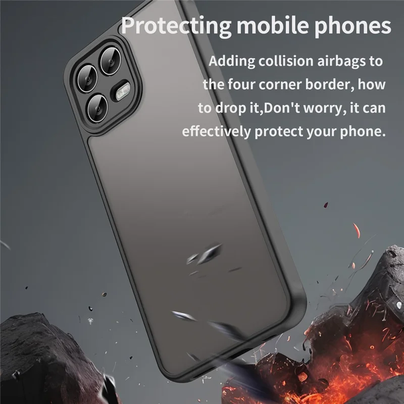 T-Mobile Revvl 8 Pro Hülle Stoßfest Airbags Frosted Transluzent PC + TPU Handyhülle - Schwarz