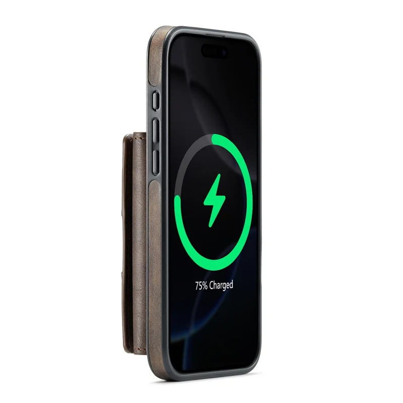 MAGKING K4 Série Para Caso do iPhone 16 Pro Compatível com Carteira Destacável MagSafe PU TPU PC Capa de Telefone - Café