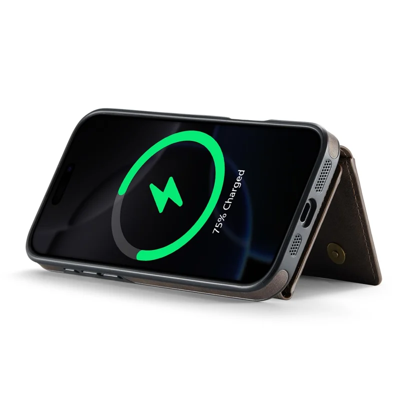 MAGKING K4 Série Para Caso do iPhone 16 Pro Compatível com Carteira Destacável MagSafe PU TPU PC Capa de Telefone - Café