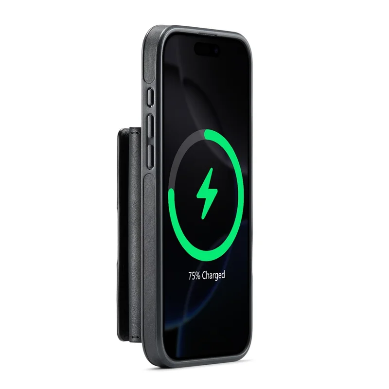 MAGKING K4 Série Para iPhone 16 Pro Max Caso Compatível com MagSafe Carteira Destacável PU TPU PC Capa de Telefone - Preto