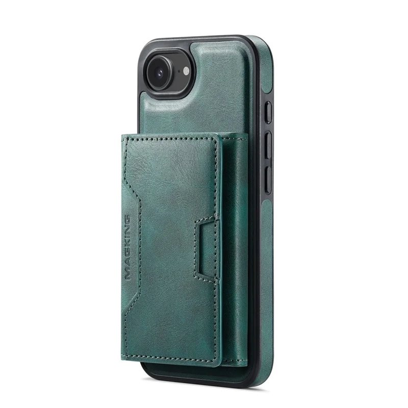MAGKING K4 Series Para iPhone 16e Funda Compatible con MagSafe Cartera Desmontable PU TPU PC Cubierta de Teléfono - Verde