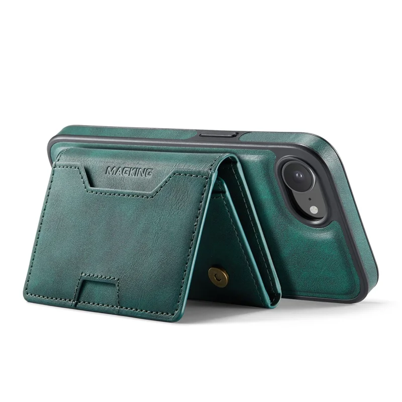 MAGKING K4 Series Para iPhone 16e Funda Compatible con MagSafe Cartera Desmontable PU TPU PC Cubierta de Teléfono - Verde