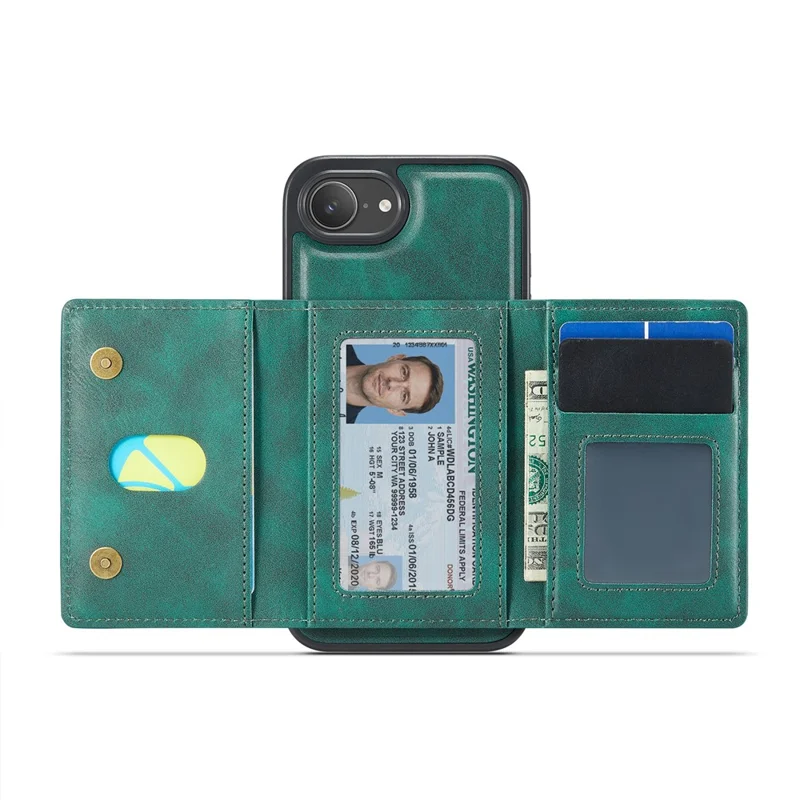 MAGKING K4 Series Para iPhone 16e Funda Compatible con MagSafe Cartera Desmontable PU TPU PC Cubierta de Teléfono - Verde