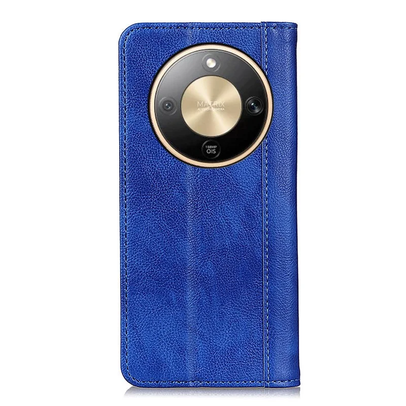 Чехол-подставка для Honor Magic8 Lite 5G / X70 5G / X9d 5G из Split-кожи с текстурой личи, кошелек для телефона - Синий