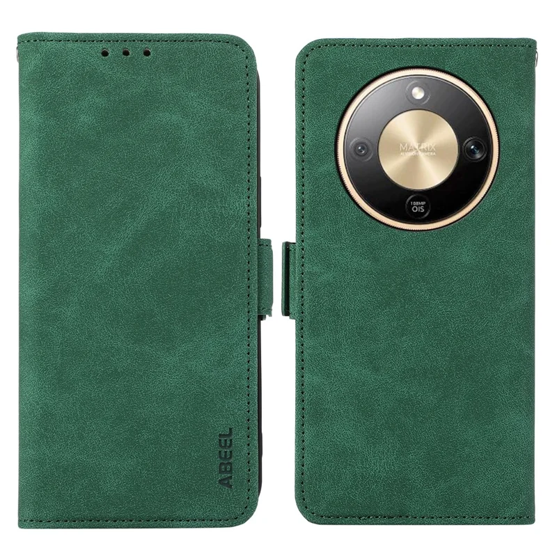 ABEEL For Honor Magic8 Lite 5G / X70 5G / X9d 5G Capa de Couro PU Folio Stand View Bloqueio RFID Capa de Telefone - Verde