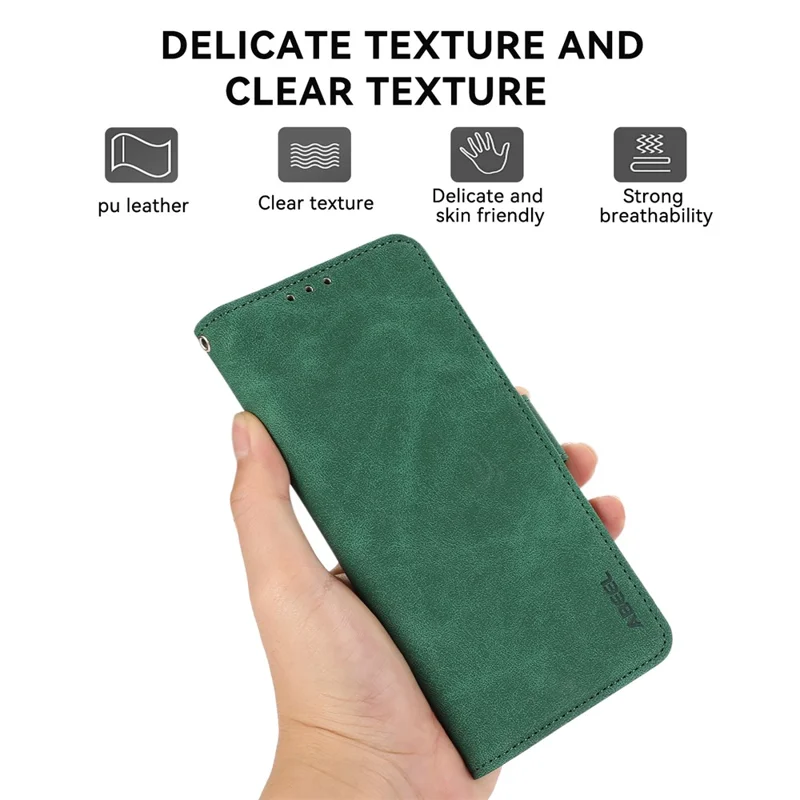 ABEEL For Honor Magic8 Lite 5G / X70 5G / X9d 5G Capa de Couro PU Folio Stand View Bloqueio RFID Capa de Telefone - Verde
