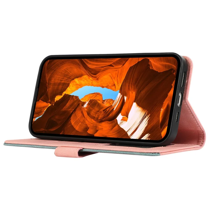 ABEEL For Honor Magic8 Lite 5G / X70 5G / X9d 5G Case Color Splicing Leather Flip Phone Cover RFID Blocking - Pink