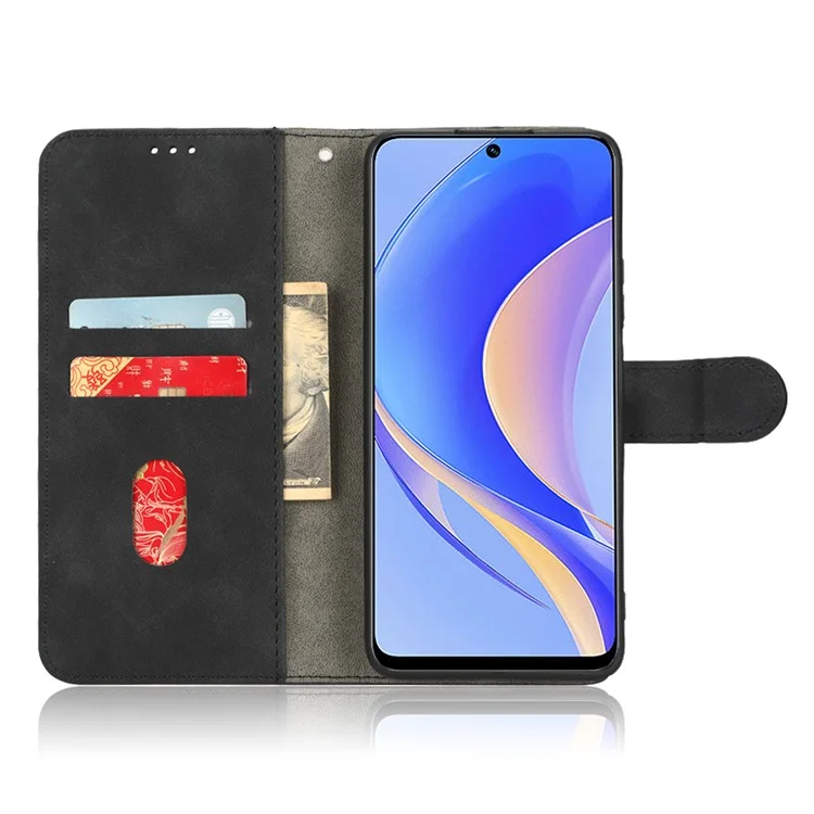 Для Huawei nova Y90 4G Кожаный бумажник с кожаной отделкой Фолдинг Стойка Противоударный Чехол для телефона - Черный