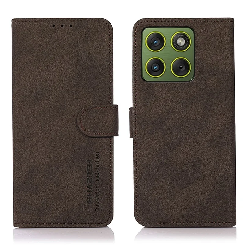 KHAZNEH Etui na Motorola Edge 70 5G, antyrysikowe, z półprzezroczystej skóry PU, z portfelem i podstawką, pokrowiec na telefon - brązowy