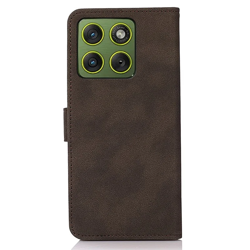 KHAZNEH Etui na Motorola Edge 70 5G, antyrysikowe, z półprzezroczystej skóry PU, z portfelem i podstawką, pokrowiec na telefon - brązowy