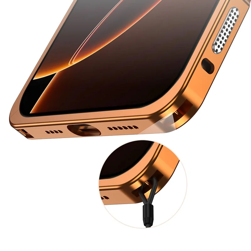 Чехол DYONG для iPhone 16 Pro с набором для трансформации в металлическую раму и заднюю панель iPhone 17 Pro с запирающейся пряжкой - Оранжевый