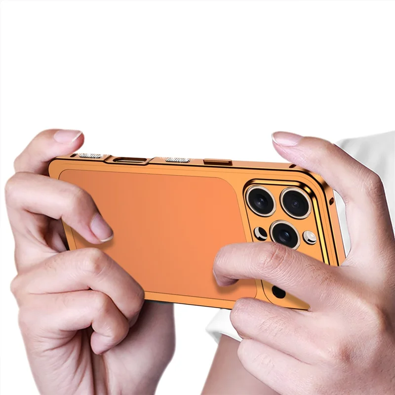 DYONG For iPhone 16 Pro Max Case Kit Transform to 17 Pro Max Metal Frame + Back Panel Locking Buckle Phone Cover - Orange