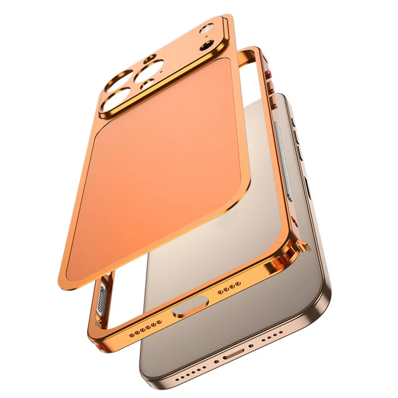 DYONG For iPhone 16 Pro Max Case Kit Transform to 17 Pro Max Metal Frame + Back Panel Locking Buckle Phone Cover - Orange
