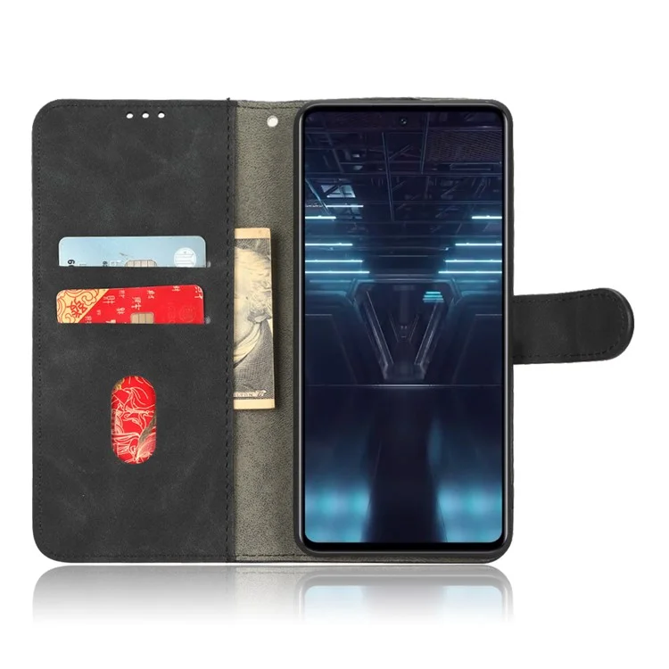 Para Infinix Nota 12 VIP 4G Anti-srratch PU Cuero Amplia Case de Teléfonos Para la Piel Feeling Stand Magnetic Cuber - Negro