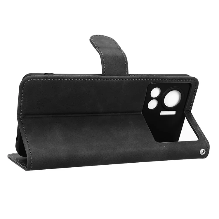 Para Infinix Nota 12 VIP 4G Anti-srratch PU Cuero Amplia Case de Teléfonos Para la Piel Feeling Stand Magnetic Cuber - Negro