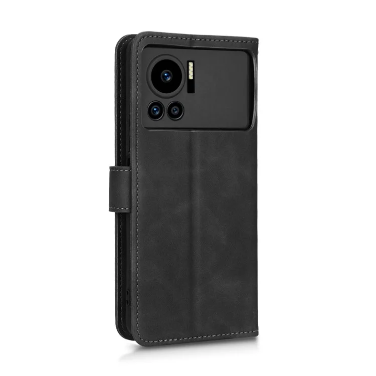 Para Infinix Nota 12 VIP 4G Anti-srratch PU Cuero Amplia Case de Teléfonos Para la Piel Feeling Stand Magnetic Cuber - Negro