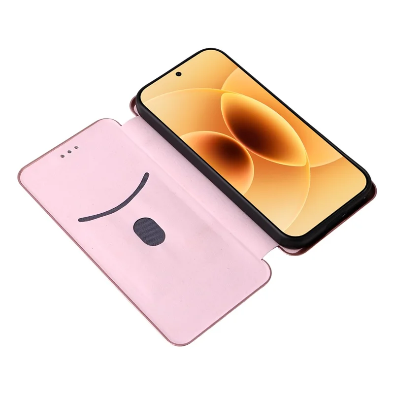 For Xiaomi 17 Case Carbon Fiber Texture Drop-Proof PU Leather Phone Cover - Rose Gold