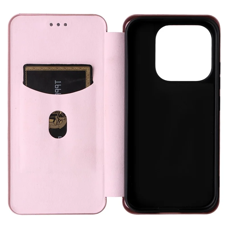 For Xiaomi 17 Case Carbon Fiber Texture Drop-Proof PU Leather Phone Cover - Rose Gold