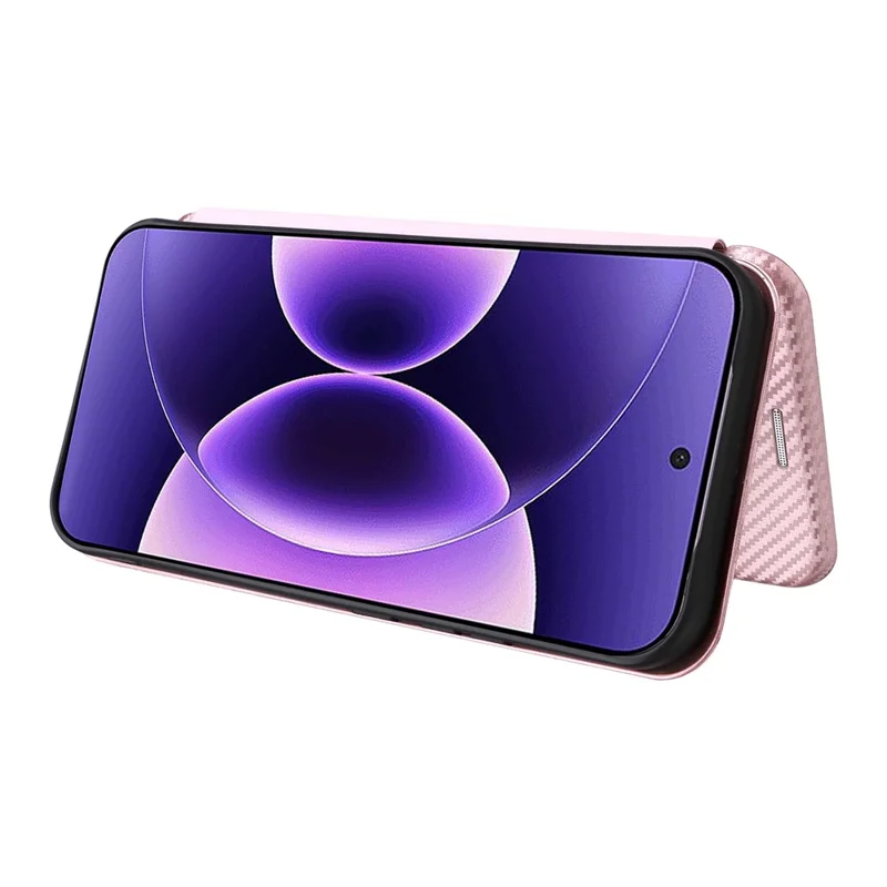 For Xiaomi 17 Pro Max Case Carbon Fiber Texture Drop-Proof PU Leather Phone Cover - Rose Gold