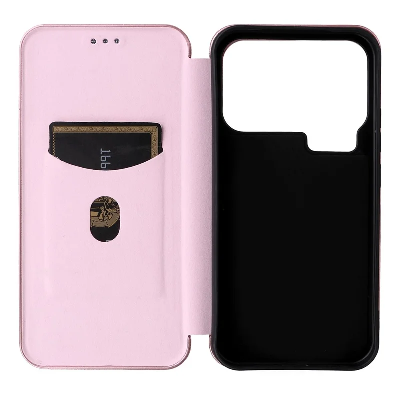 For Xiaomi 17 Pro Max Case Carbon Fiber Texture Drop-Proof PU Leather Phone Cover - Rose Gold