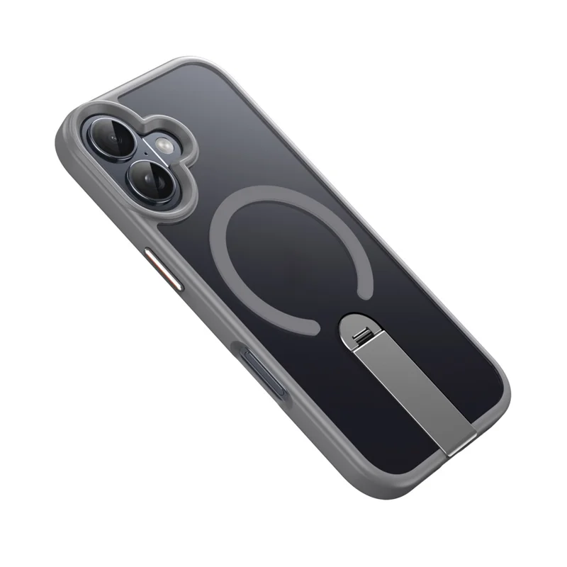 Capa para iPhone 17 Compatível com MagSafe Suporte Giratório Reto TPU + Capa de Telefone Fosca de PC - Cinza