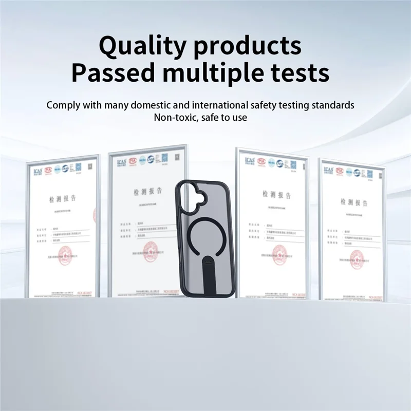 Capa para iPhone 17 Compatível com MagSafe Suporte Giratório Reto TPU + Capa de Telefone Fosca de PC - Cinza