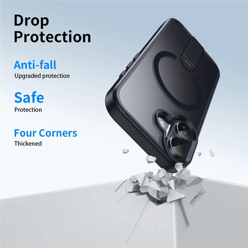 Capa para iPhone 17 Compatível com MagSafe Suporte Giratório Reto TPU + Capa de Telefone Fosca de PC - Cinza