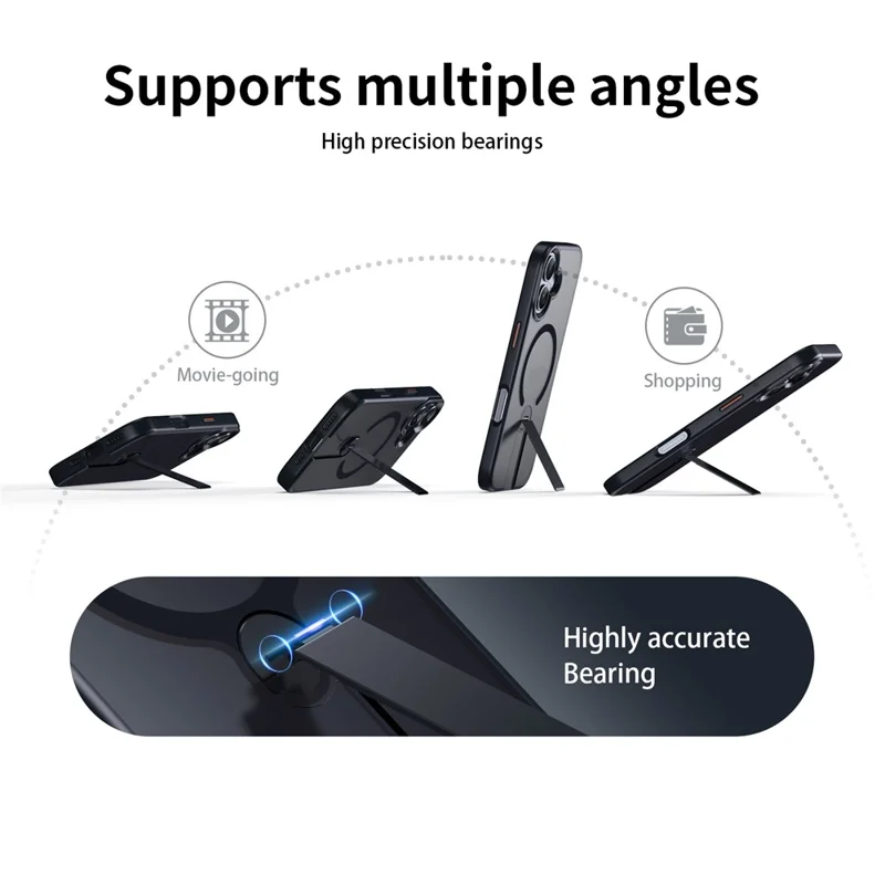 Capa para iPhone 17 Compatível com MagSafe Suporte Giratório Reto TPU + Capa de Telefone Fosca de PC - Cinza