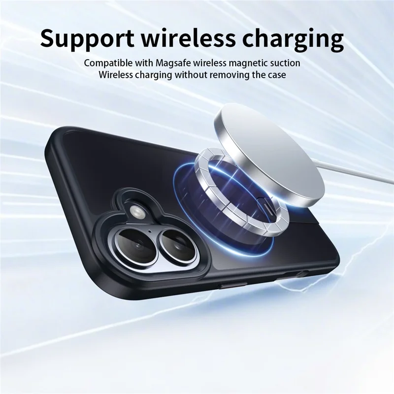 Capa para iPhone 17 Compatível com MagSafe Suporte Giratório Reto TPU + Capa de Telefone Fosca de PC - Cinza