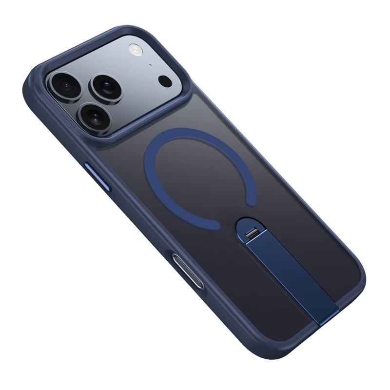 Custodia iPhone 17 Pro compatibile con MagSafe Supporto girevole Kickstand TPU + PC Copertina opaca per telefono - Blu