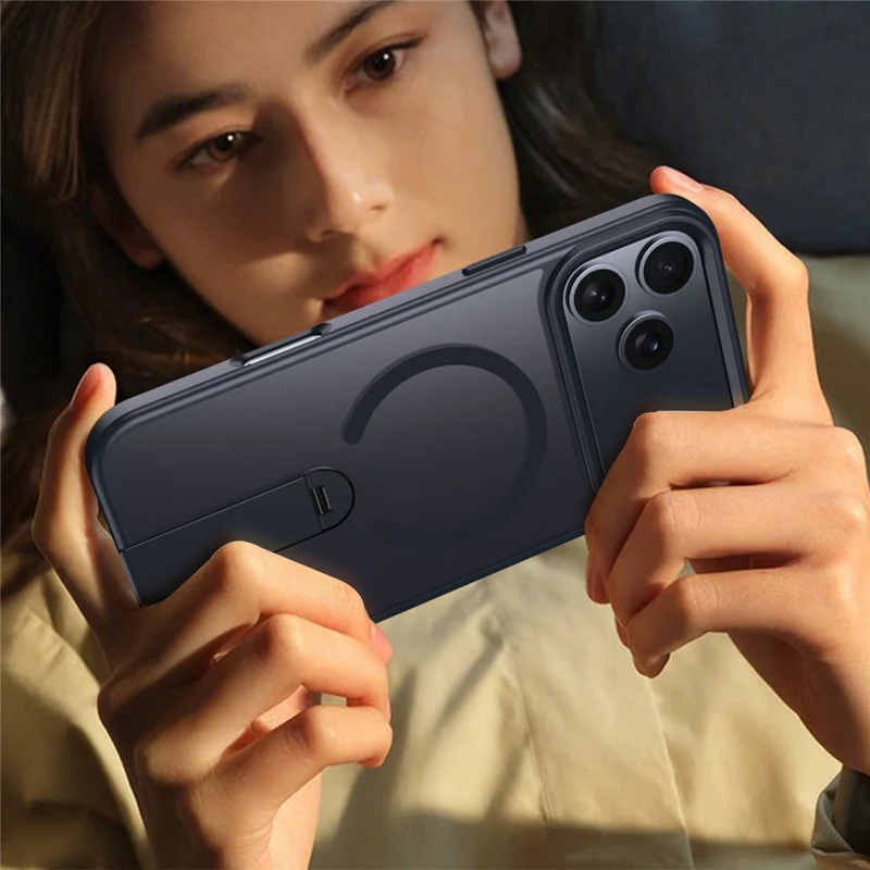 Custodia iPhone 17 Pro compatibile con MagSafe Supporto girevole Kickstand TPU + PC Copertina opaca per telefono - Blu