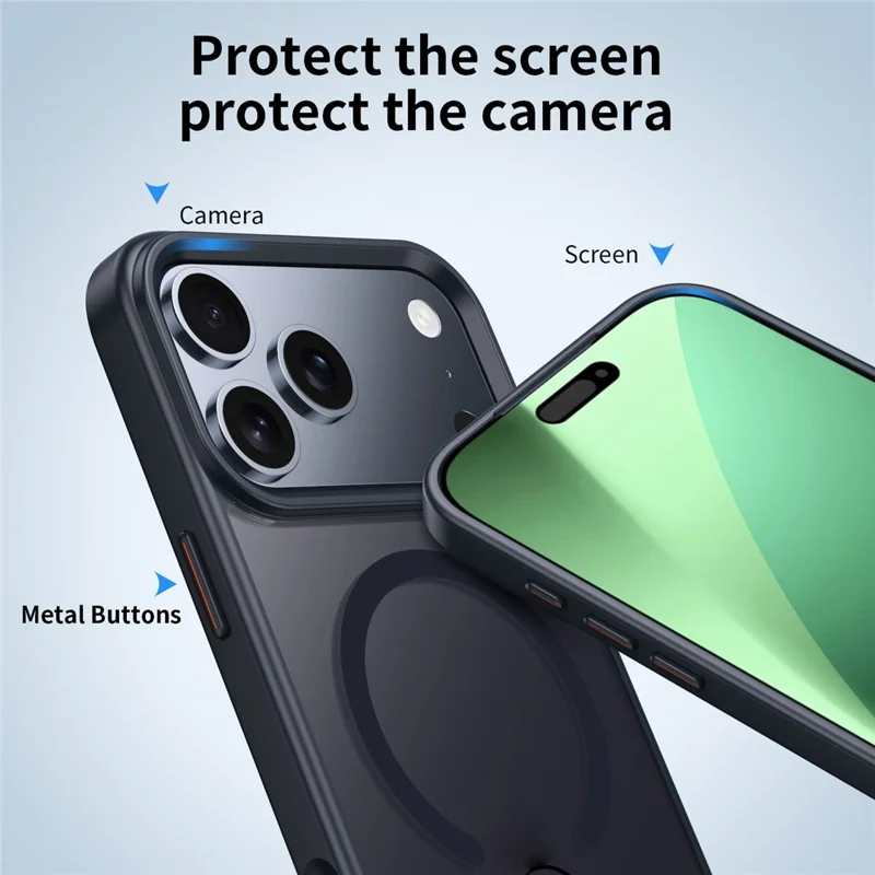 Custodia iPhone 17 Pro compatibile con MagSafe Supporto girevole Kickstand TPU + PC Copertina opaca per telefono - Blu