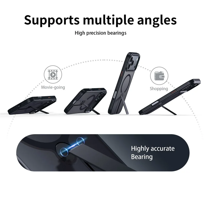 Custodia iPhone 17 Pro compatibile con MagSafe Supporto girevole Kickstand TPU + PC Copertina opaca per telefono - Blu