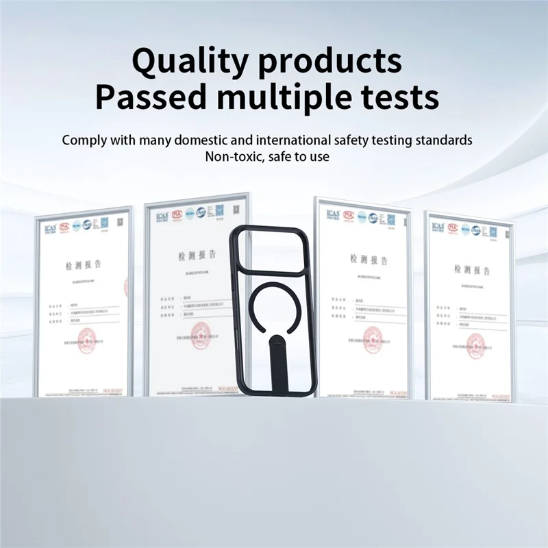 Custodia per iPhone 17 Pro Max compatibile con MagSafe Supporto girevole dritto TPU + Copertura del telefono opaca PC - Nero