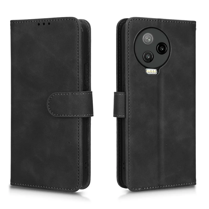Für Infinix Note 12 Pro 4g Stand Wallet Folio Flip Phone Hülle Hauttouch Feel PU Leder Schockdcover - Schwarz