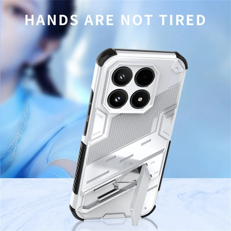 Til Xiaomi 17 Case PC + TPU stødfast telefonbeskytning med stativ - Hvid