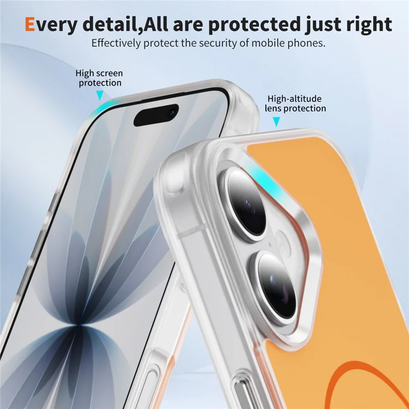 Funda para iPhone 17 Compatible con MagSafe Piel Toque TPU PC Cubierta Trasera del Teléfono - Naranja