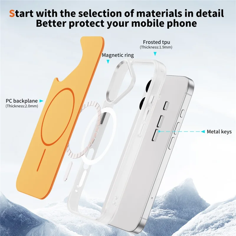 Funda para iPhone 17 Compatible con MagSafe Piel Toque TPU PC Cubierta Trasera del Teléfono - Naranja