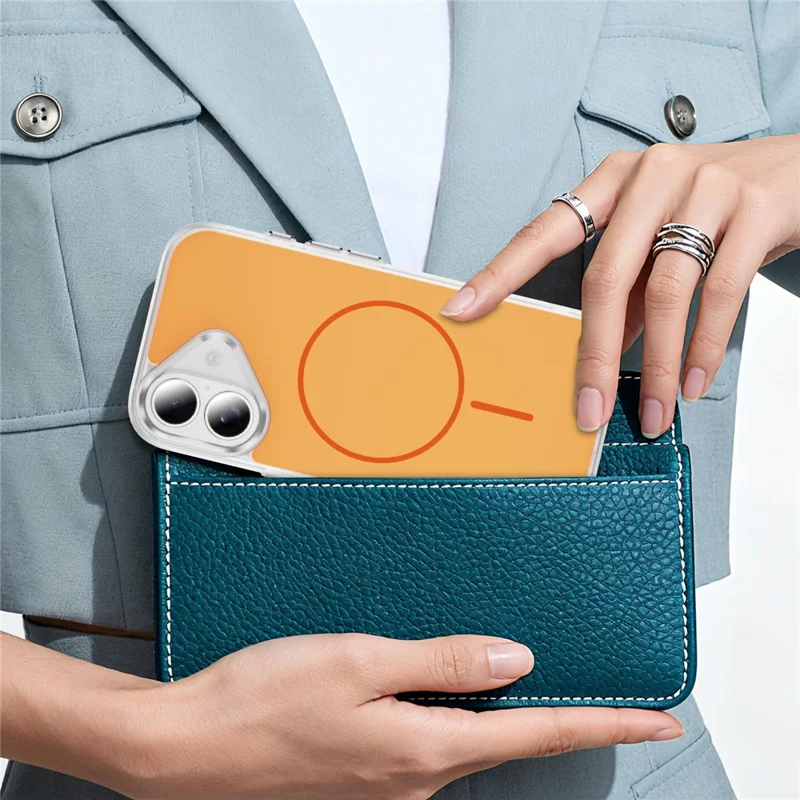 Funda para iPhone 17 Compatible con MagSafe Piel Toque TPU PC Cubierta Trasera del Teléfono - Naranja